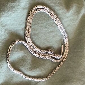 24” sterling silver thick Byzantine necklace